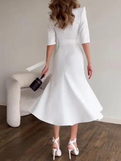 Elegant Single Breasted Shirt Midi Dress