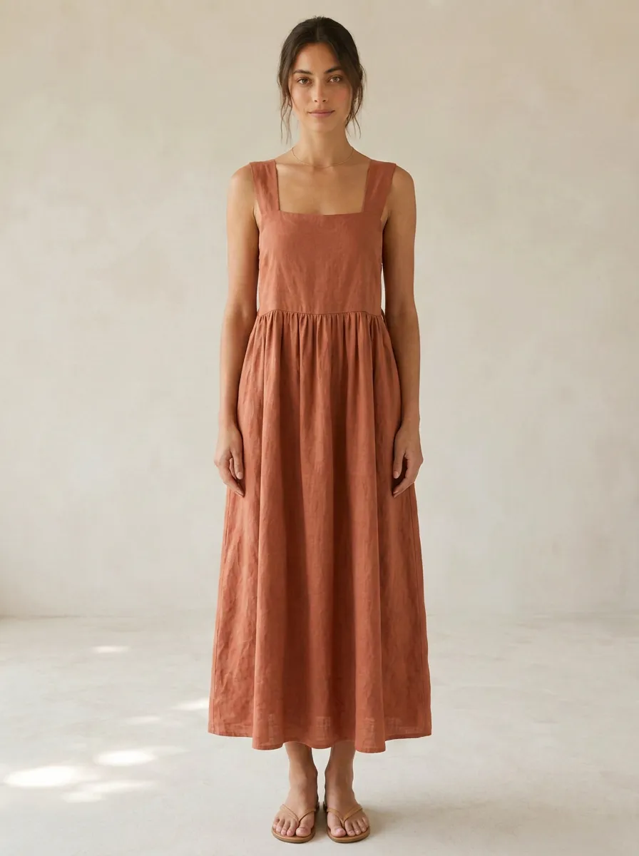 Women's Fresh Casual Linen Backless Dress
