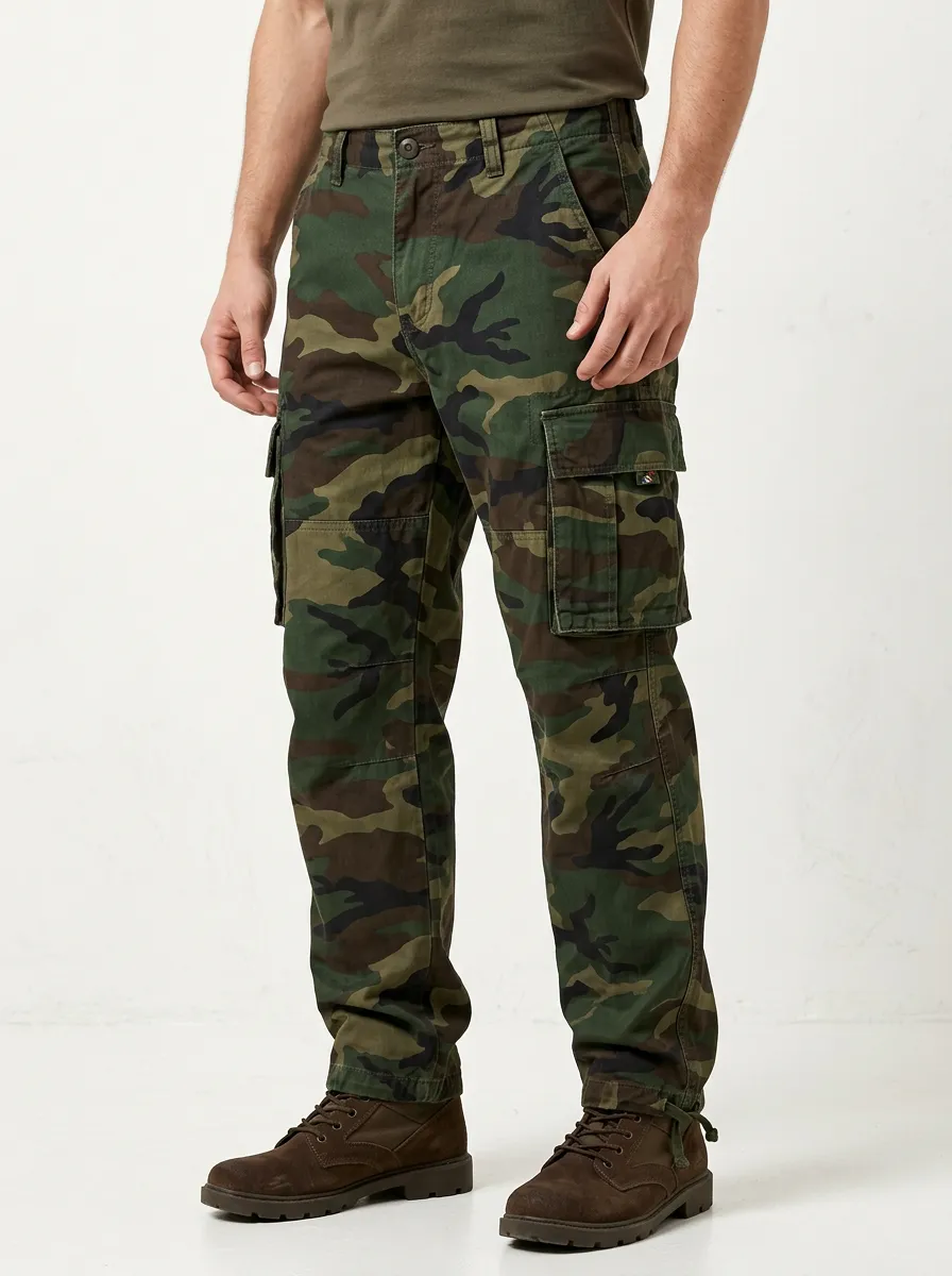 Military-Inspired Camouflage Military-Inspired Camouflage Cargo Pants