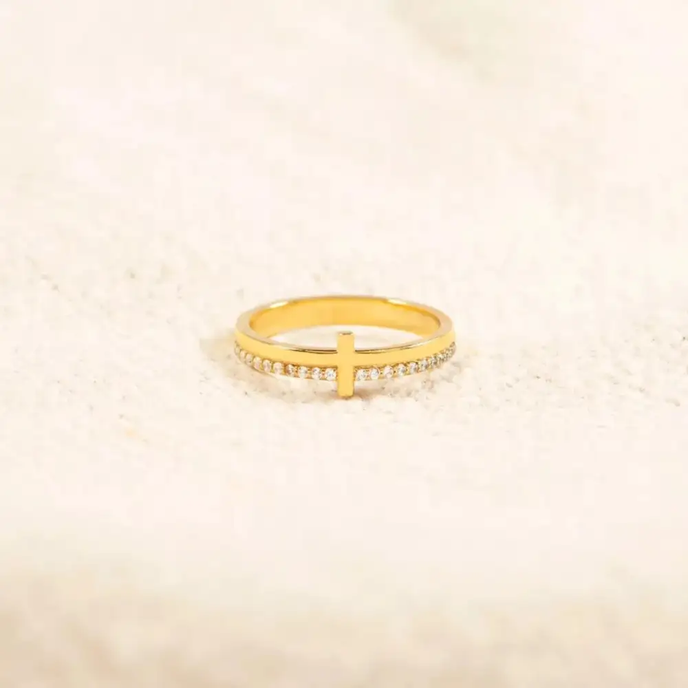 Gold-Plated Sterling Cross Ring