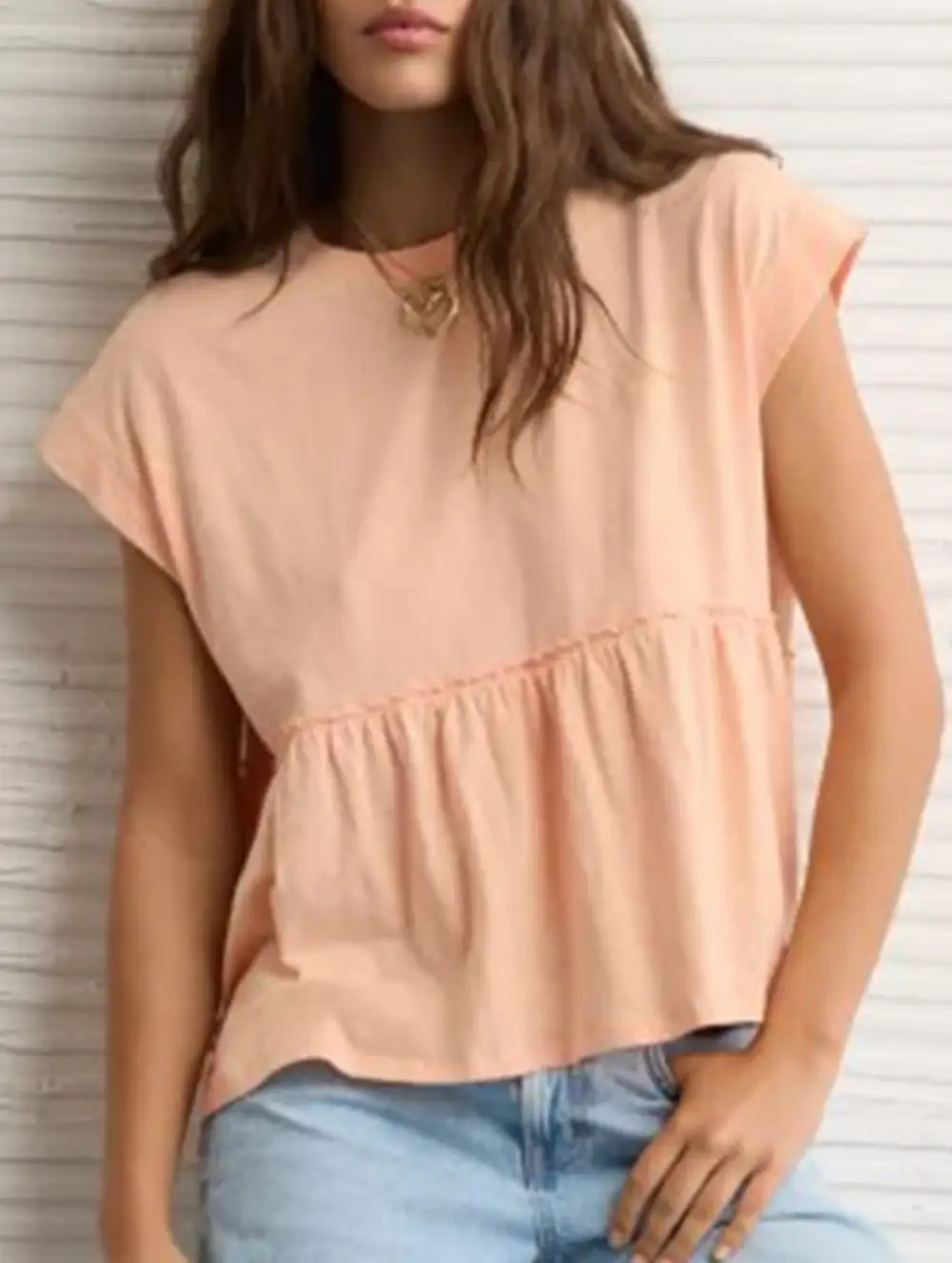 Babydoll Thin Top with Back Tie Blouse