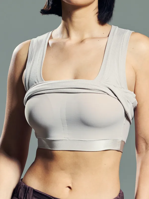 Chunky Binding Ribbed Square Neck Tank Top