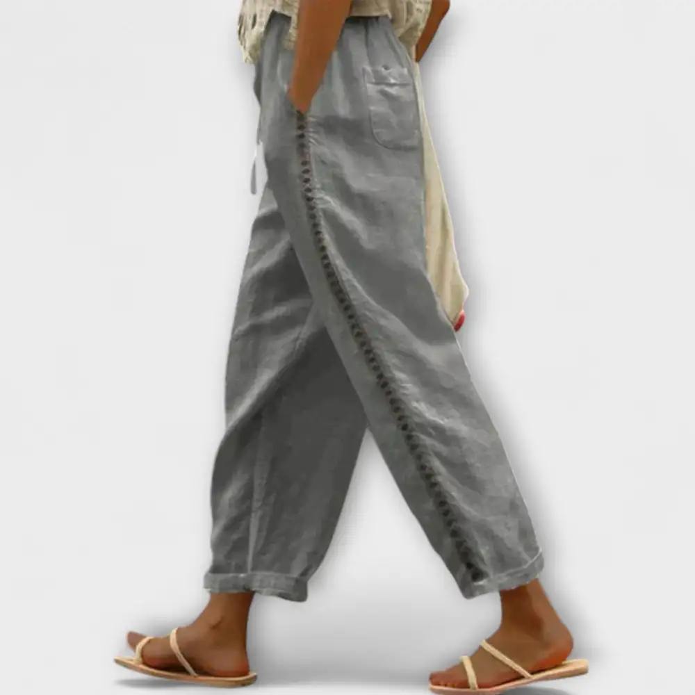 Linen Boho High Waist Trousers