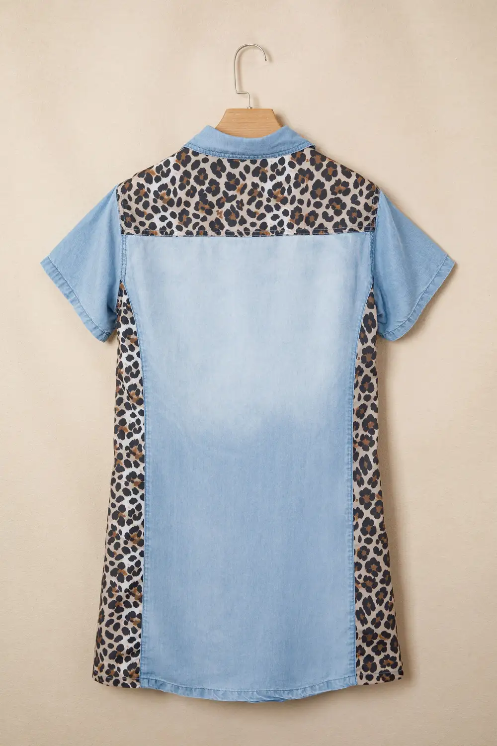Animal Print Patchwork Denim Mini Dress