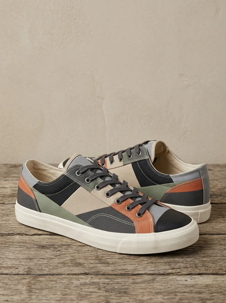 Men's Classic Geometric Colorblock Pattern Patterned Canvas Shoes