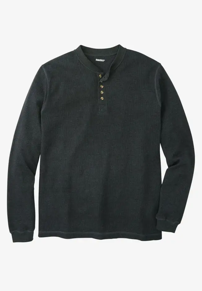Waffle-Knit Thermal Henley Tee