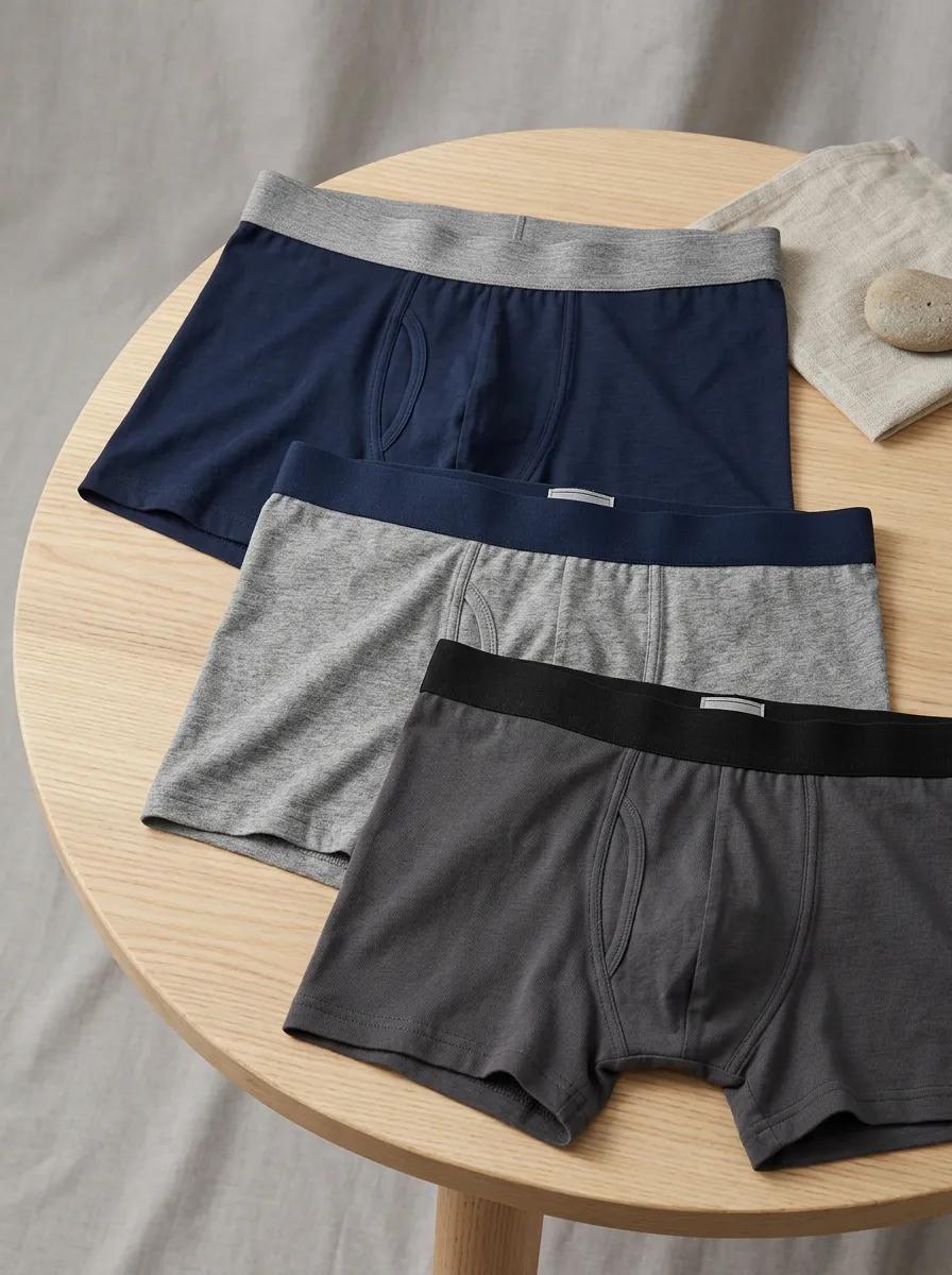 Men's Solid Color Cotton Blend Boxer Briefs Set