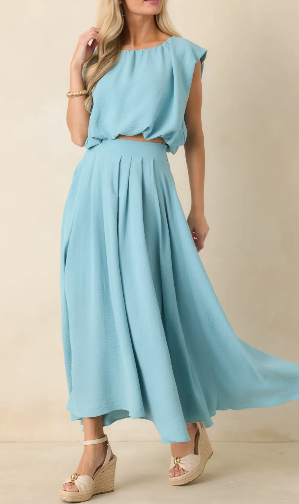 Blouson Cropped Sleeveless Top