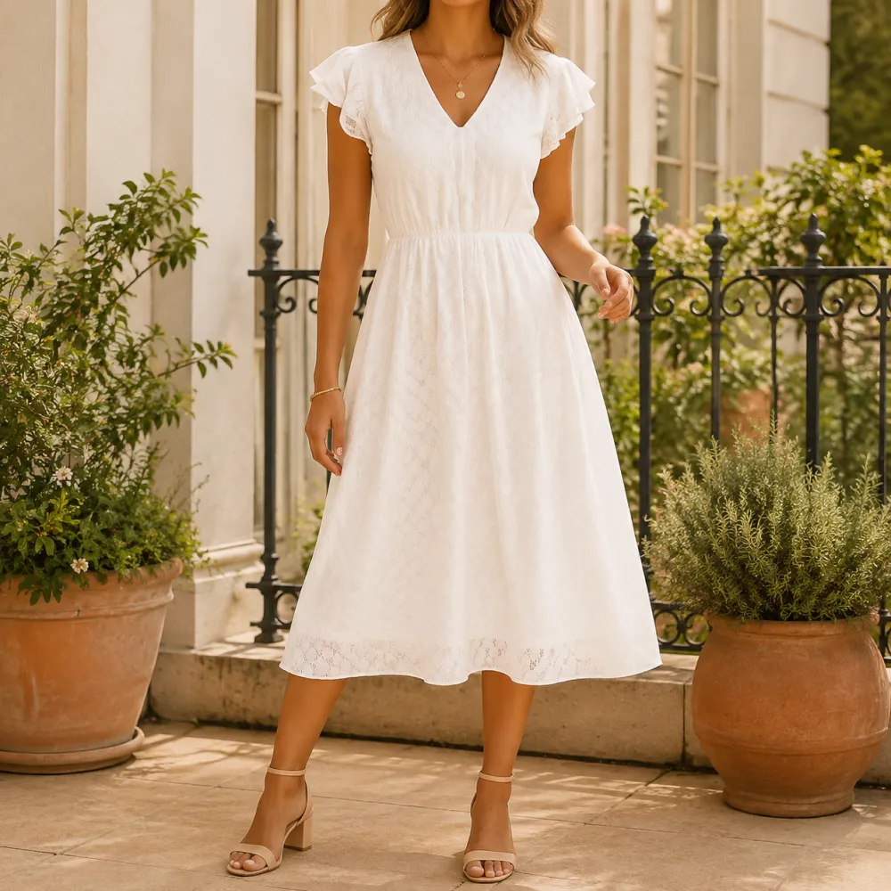 Flutter Sleeve Soft Casual Dress