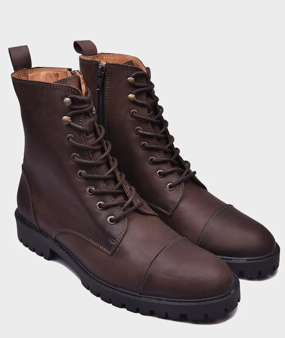 Men's Country Inspired Lace Up Leather Riding Boots