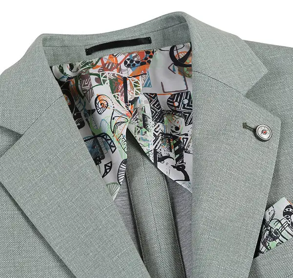 Light Sage Gray Slim Fit Side Vents Blazer