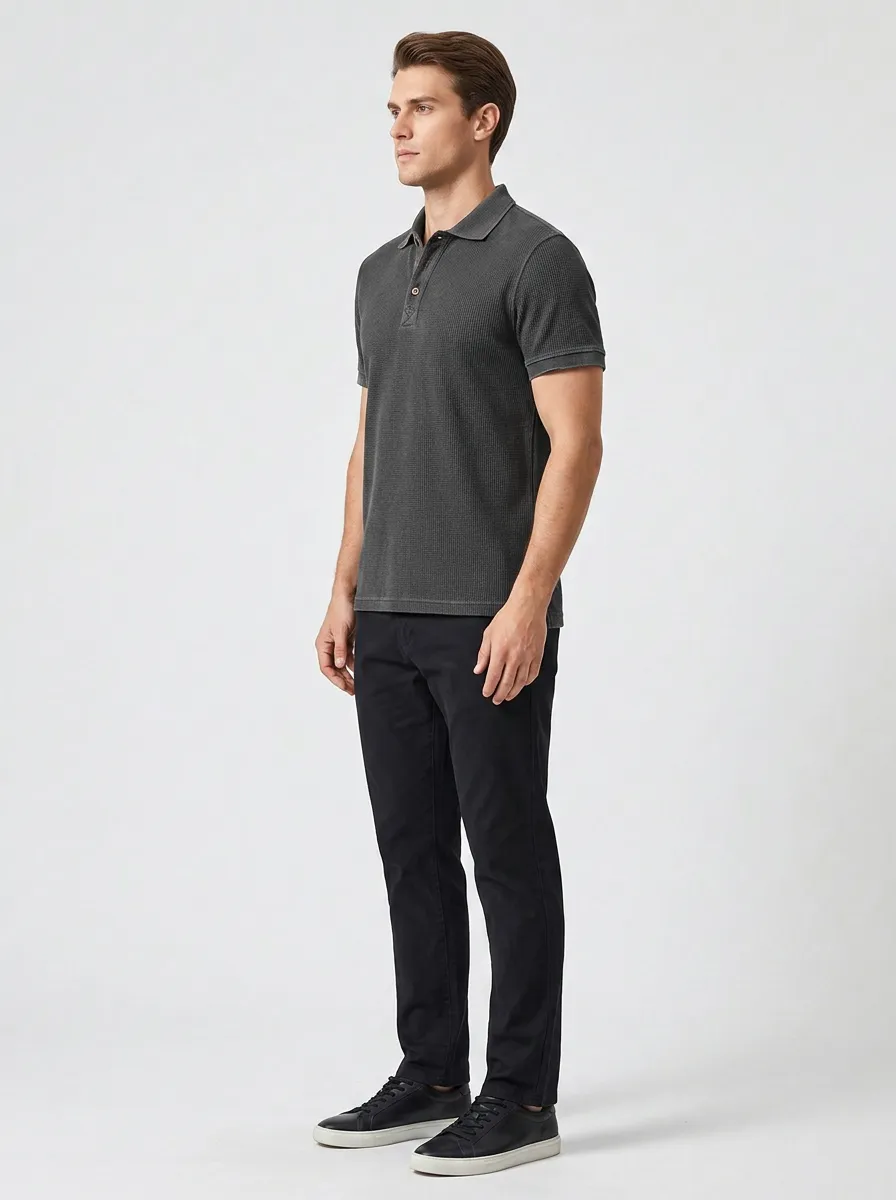 Waffle-Knit Men's Polo Shirt