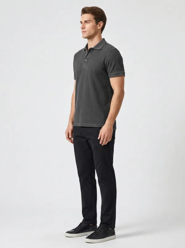 Waffle-Knit Men's Polo Shirt