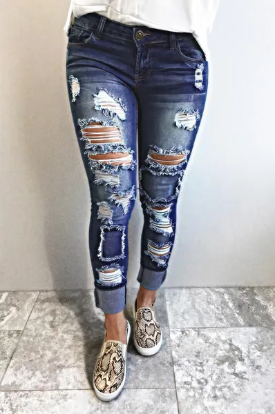 Ripped Low Waist Skinny Jeans