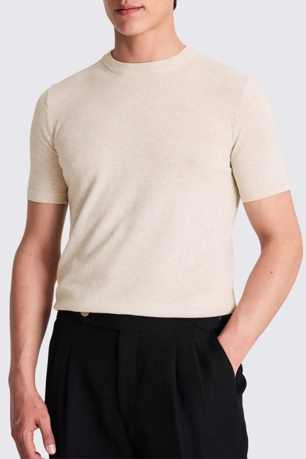Men's Black Linen-Blend T-Shirt