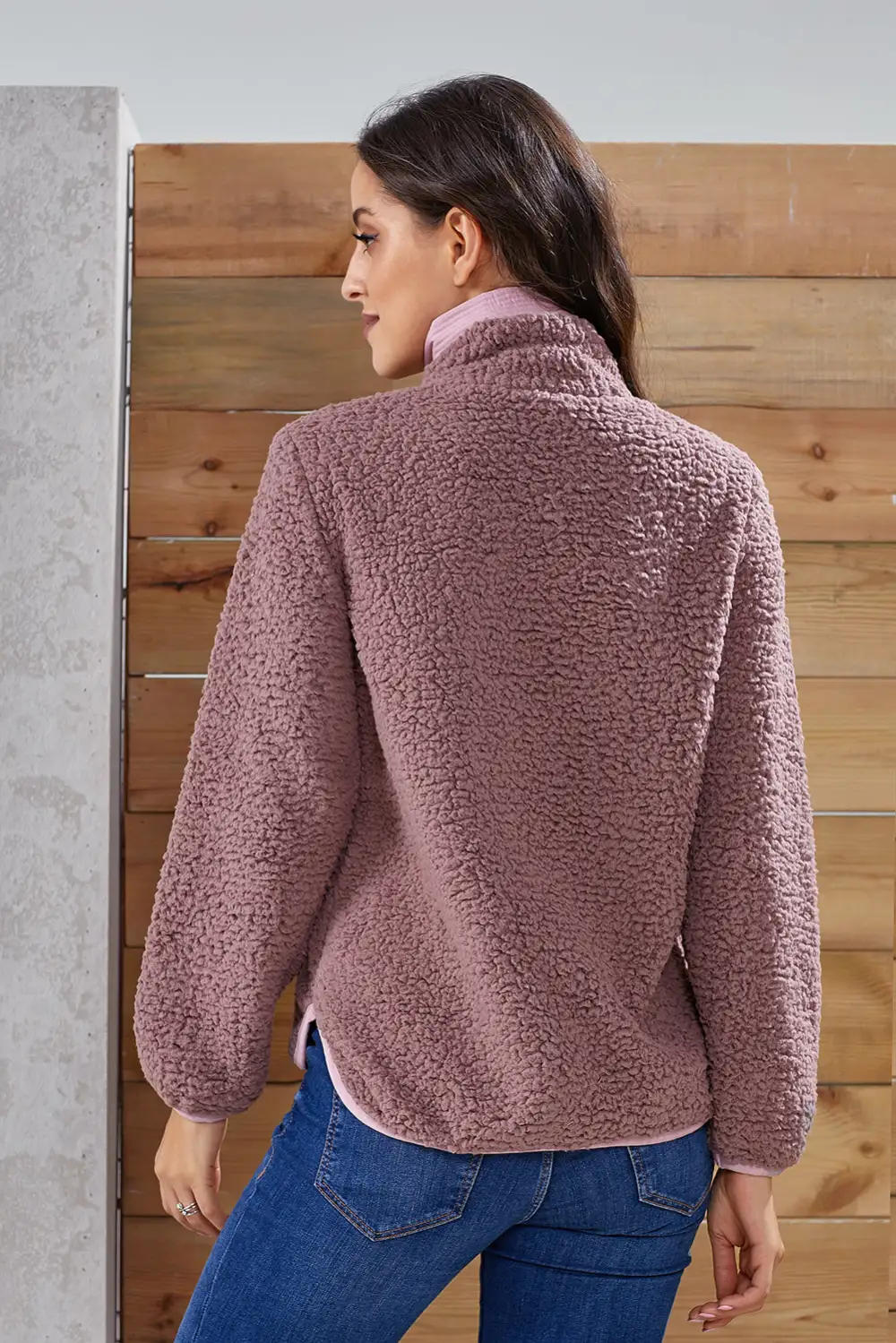 Zip Neck Furry Sweatshirt