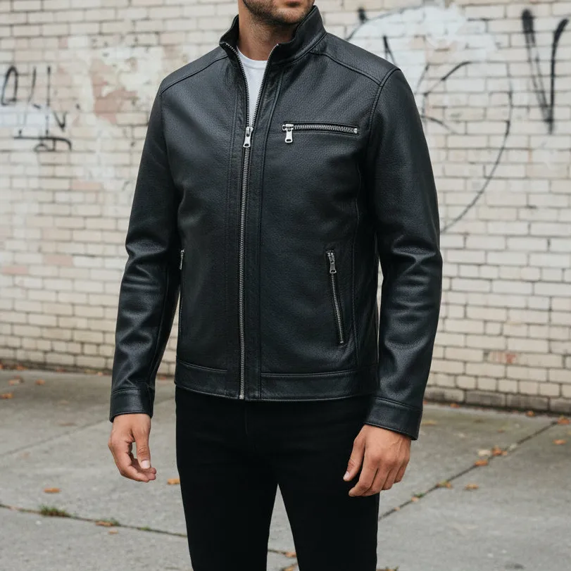 Modern Leather Biker Motorcycle Cafe Racer Jacket