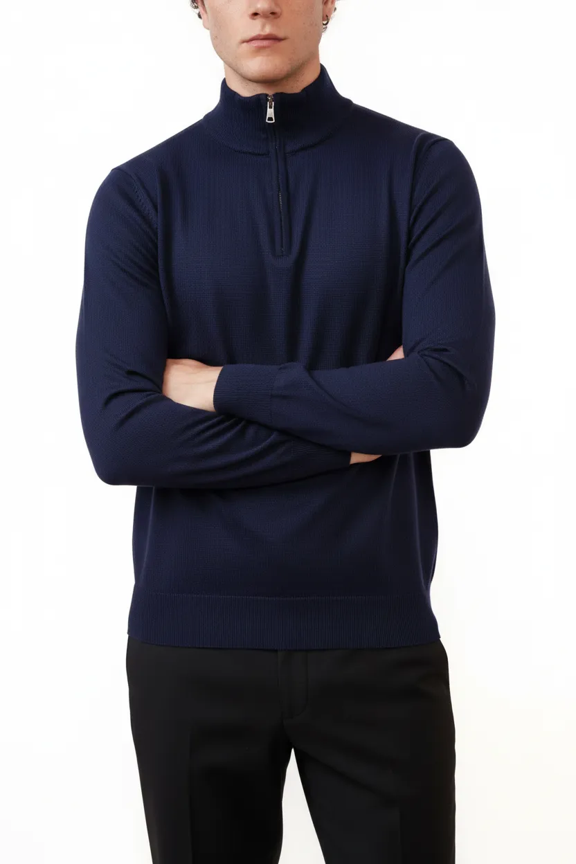 Classic Viscose Refined Half Zip Sweater