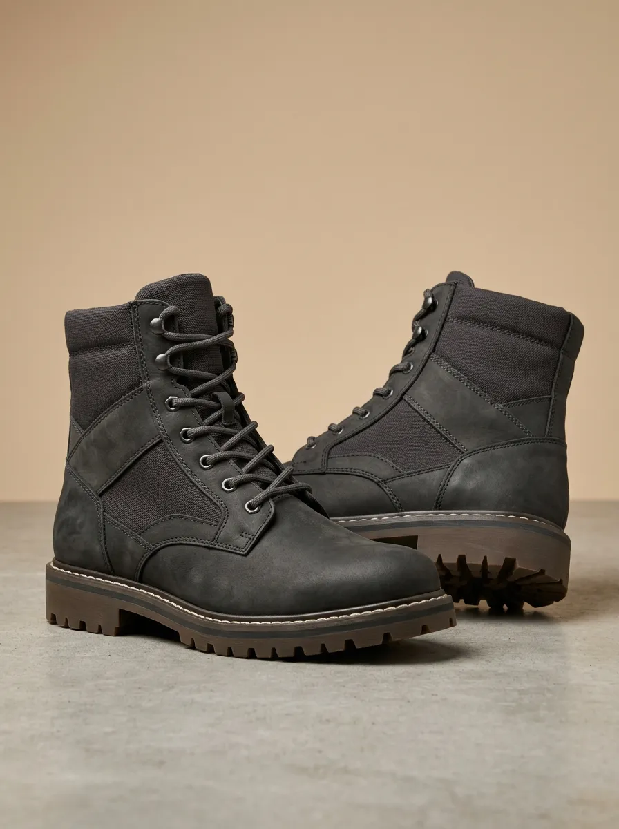 Unisex Tactical Matte Leather Print Work Boots
