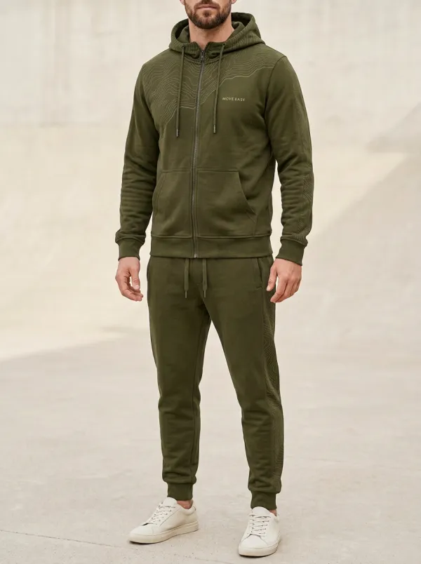 Men's Activewear Topographic Map Print Jogger Set