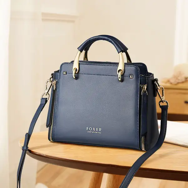 FOXER Designer Handbag Small Shoulder Retro Trapezoid Bag