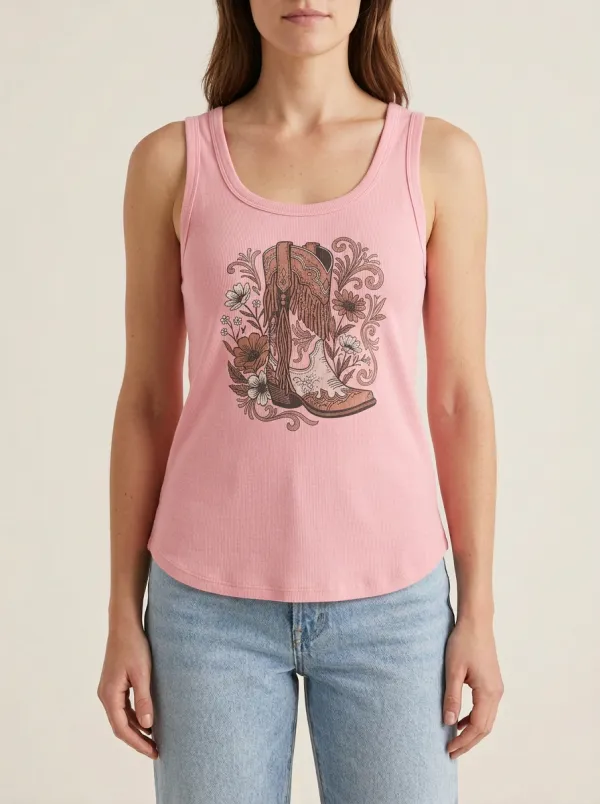 Floral Built-In Bra Tank Top