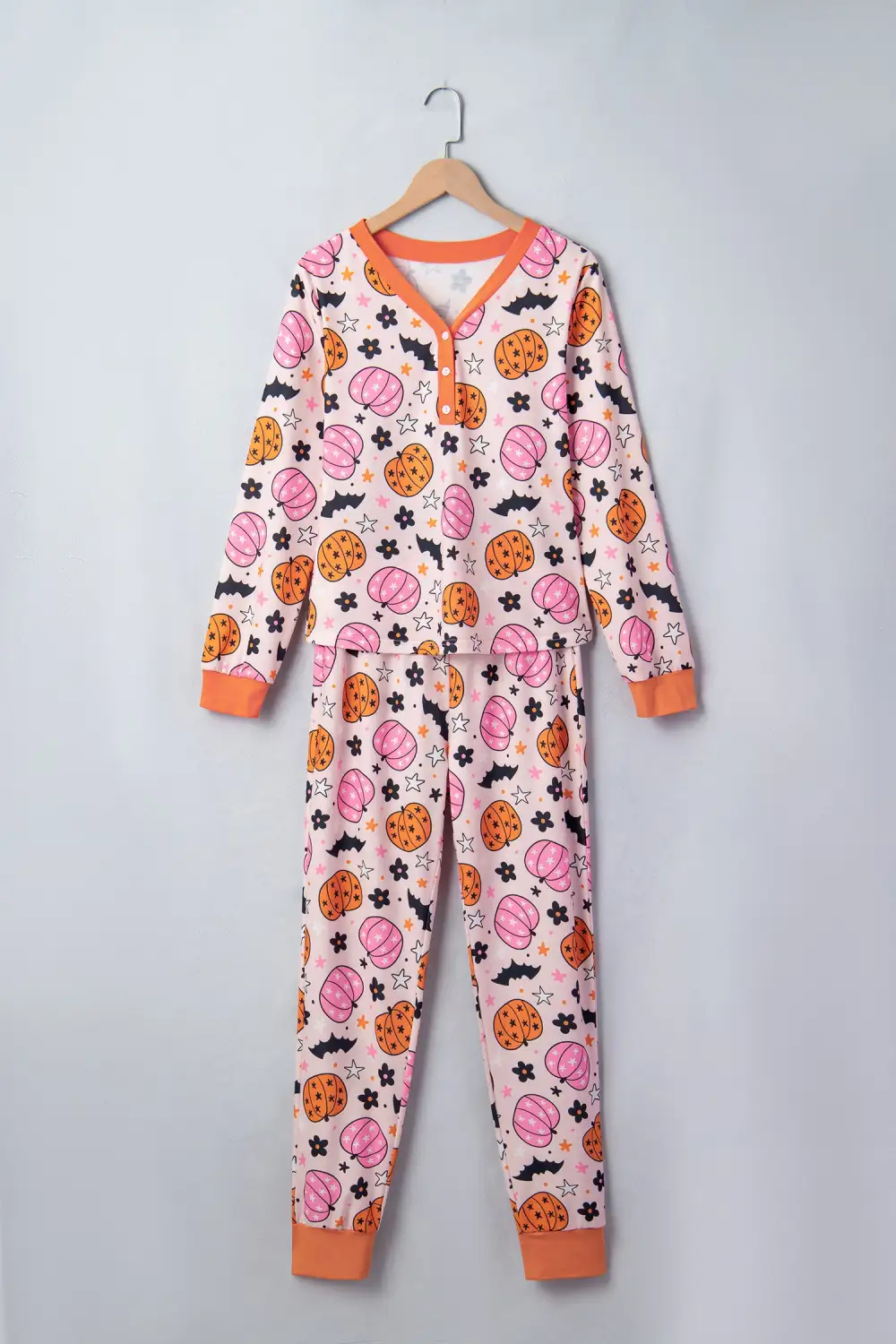 Women's Halloween Pumpkin Print Long Sleeve Home Wear Lounge Set