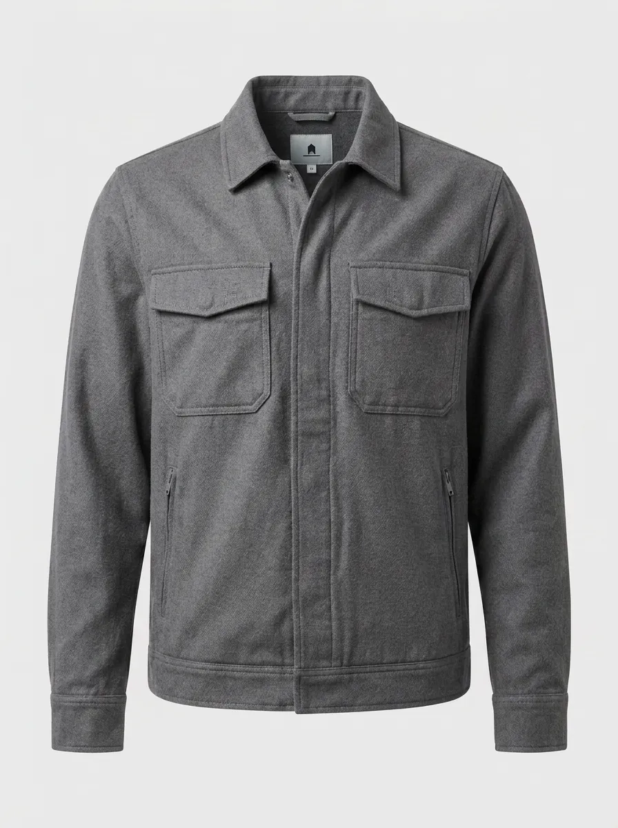 Men's Casual Navy Solid Flap Pocket Utility Jacket