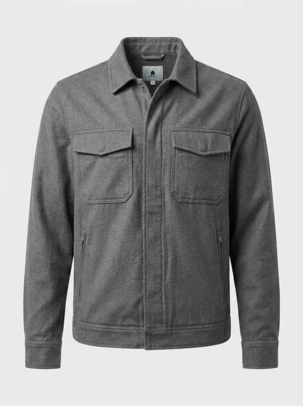 Men's Casual Navy Solid Flap Pocket Utility Jacket