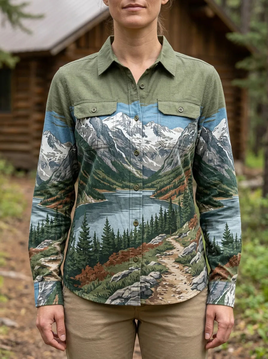 Women's Mountain Nature Lover Mountain Lake Forest Shirt
