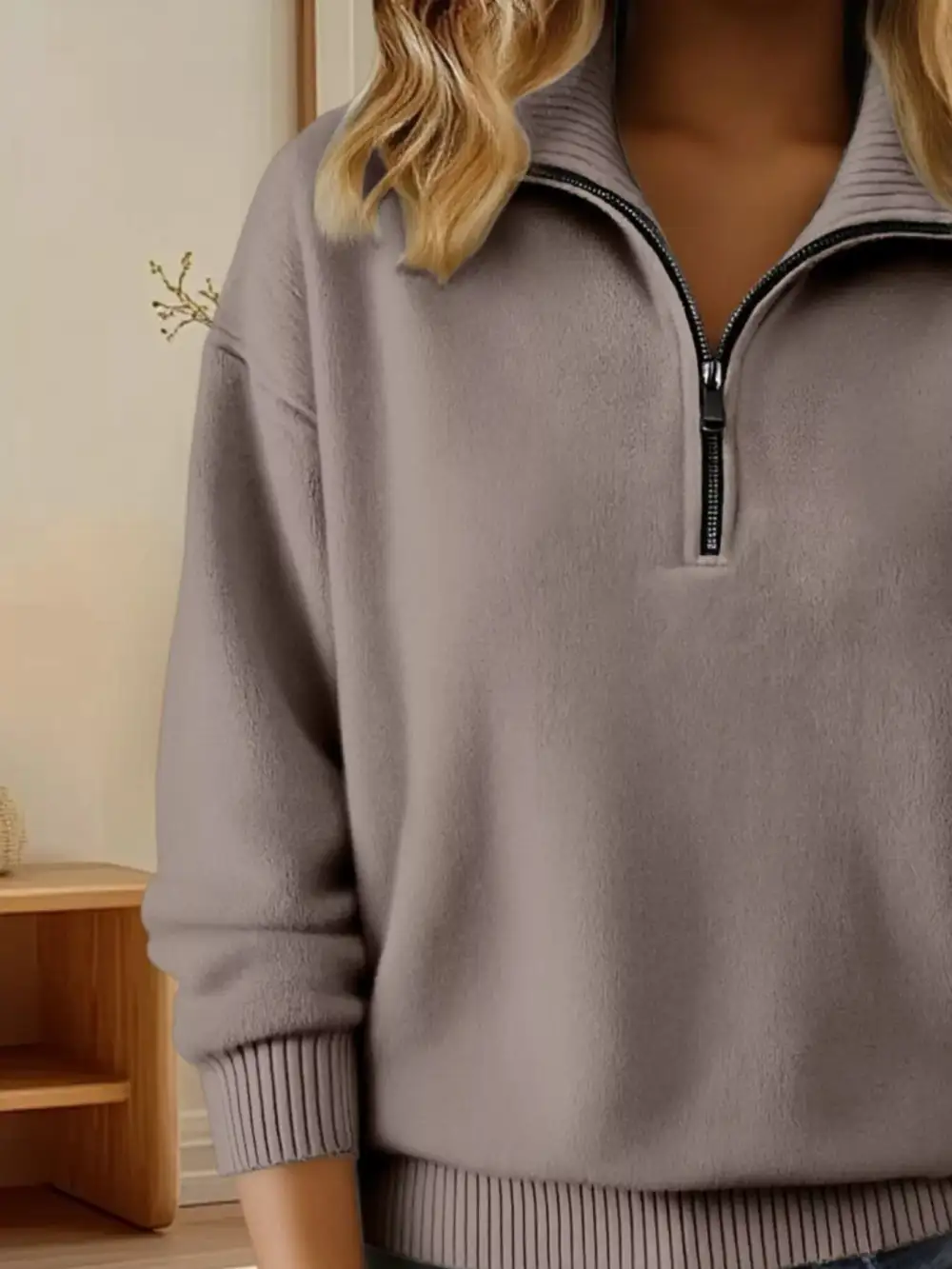 Half-Zip Drop Shoulder Sweater