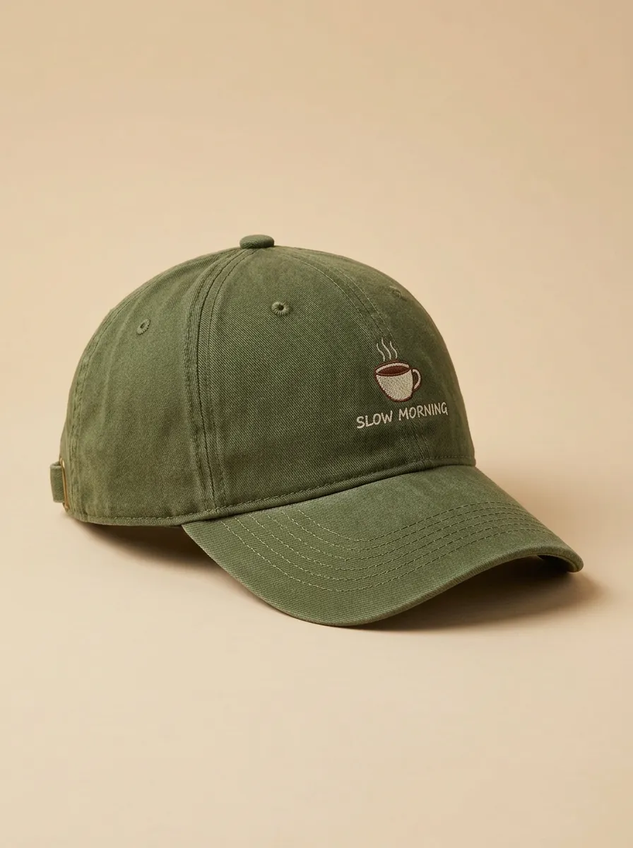 Coffee-Lover Slow-Morning Embroidered Unisex Baseball Cap