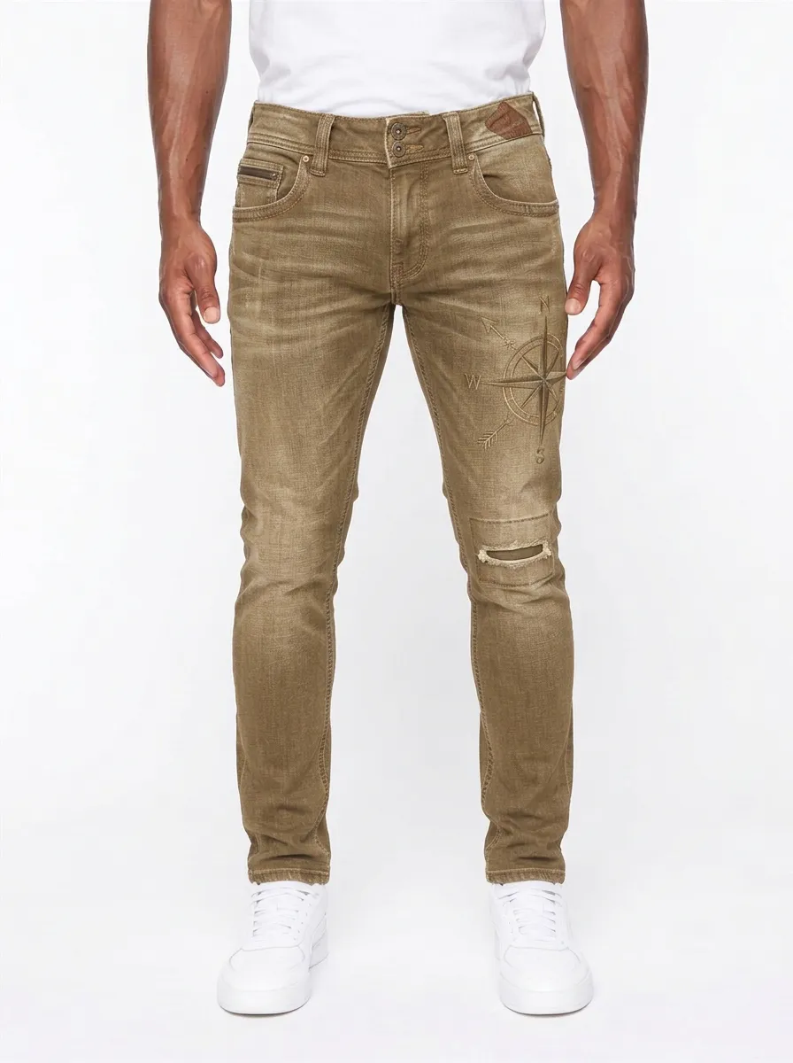 Men's Explorer Compass Printed Slim-Fit Jeans