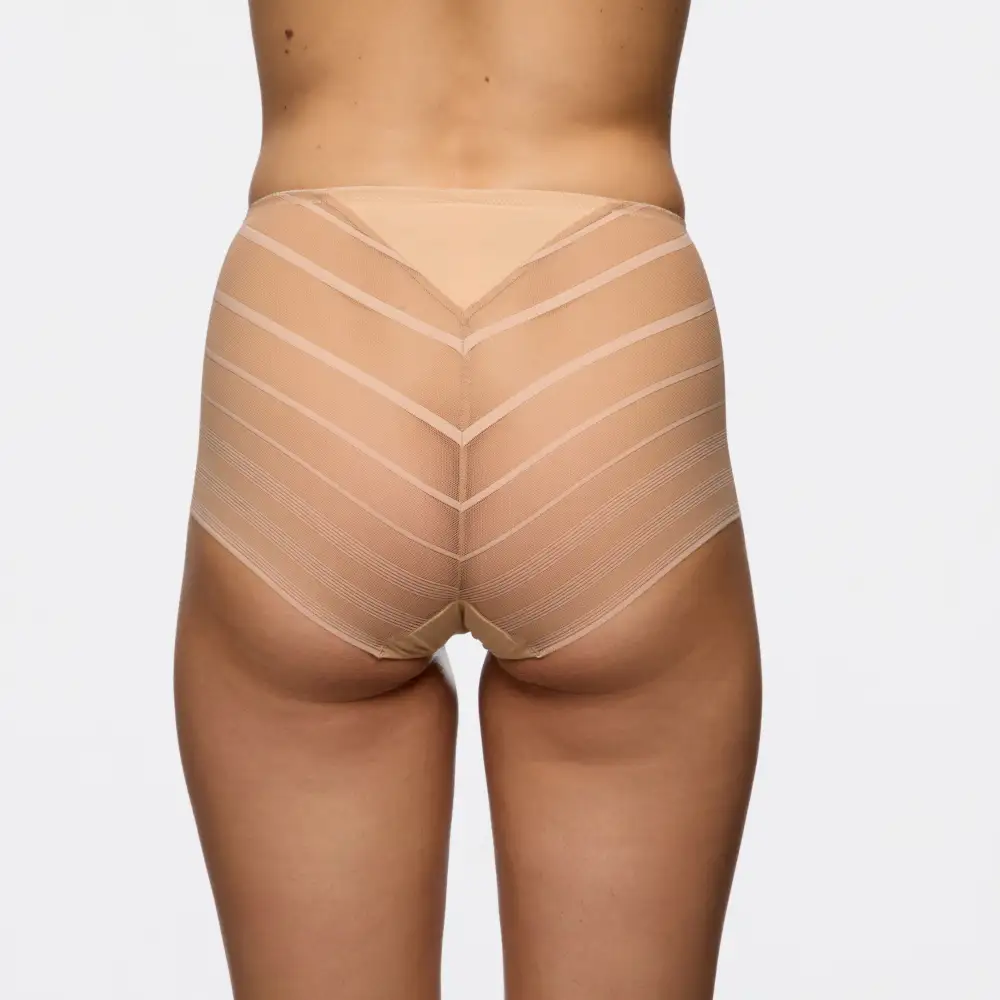 Women's Seamless Elastic Waistband Mesh Striped Shaping Supportive Fit Brief Panty