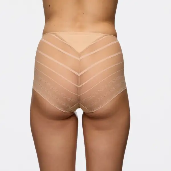 Women's Seamless Elastic Waistband Mesh Striped Shaping Supportive Fit Brief Panty