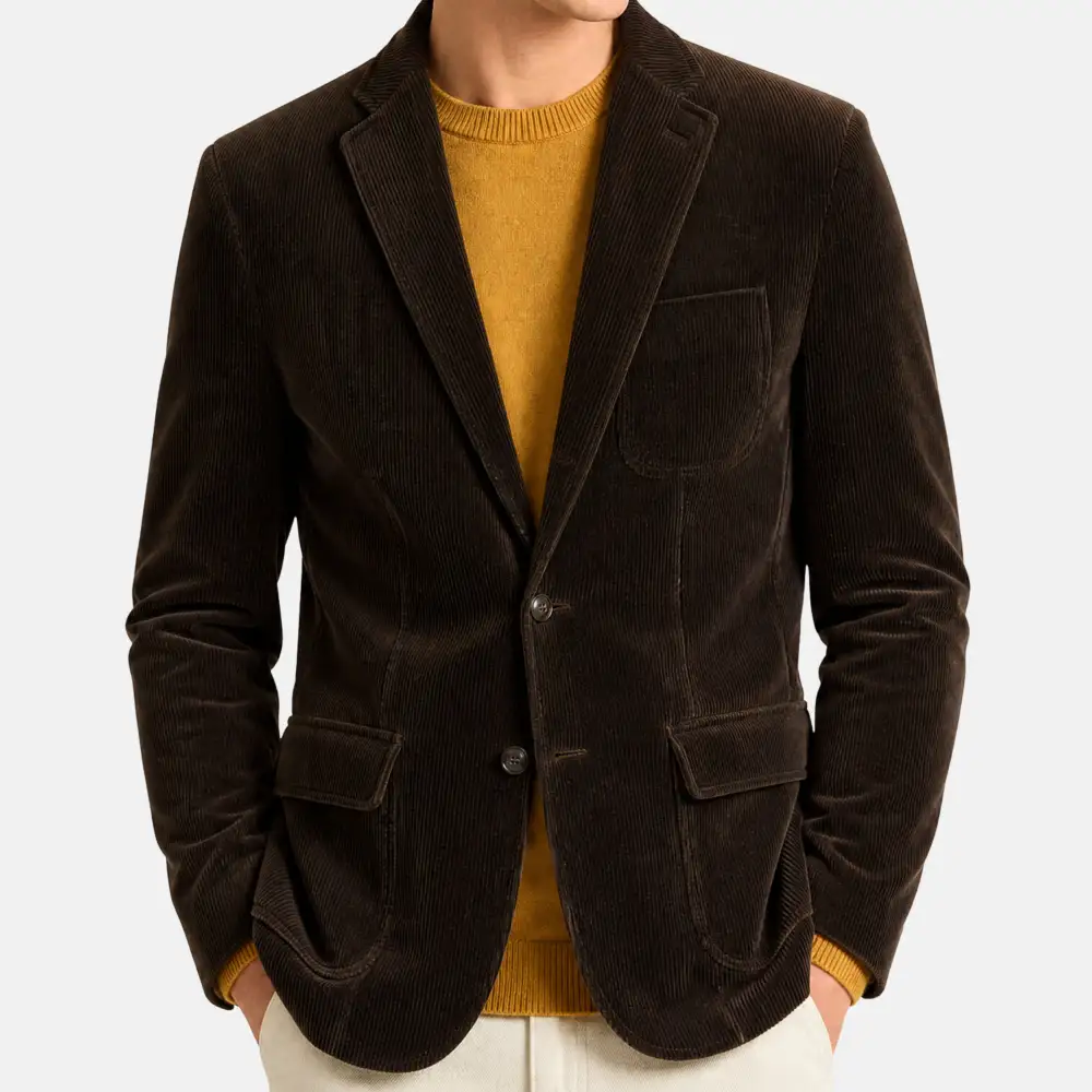 Corduroy Leather Cotton Blazer Jacket