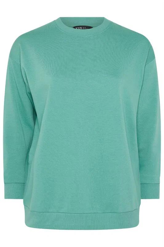 Teal Blue Crew Neck Sweatshirt detail 4