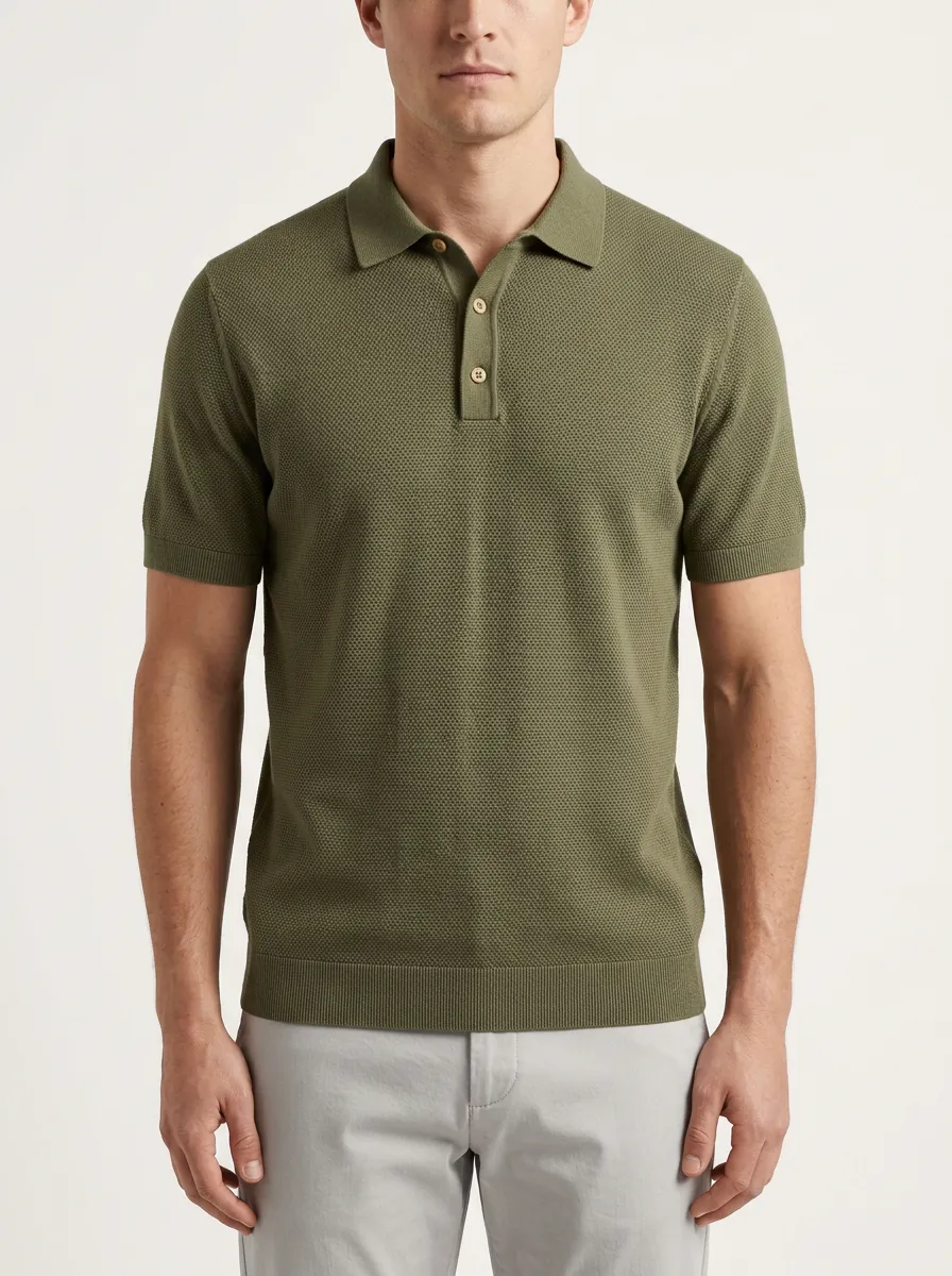 Refined Textured-Knit Men's Polo Shirt