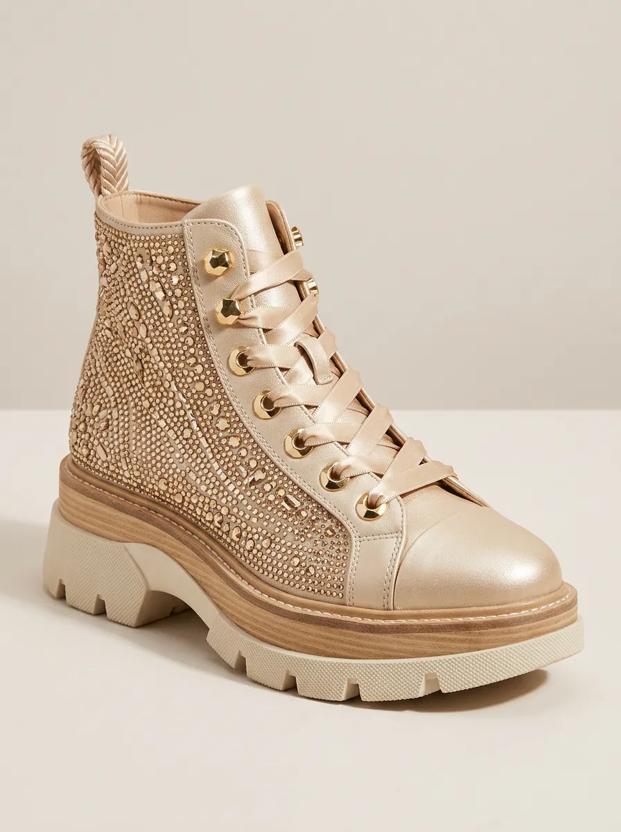 Modern Minimal Women's Rhinestone Platform Shoes