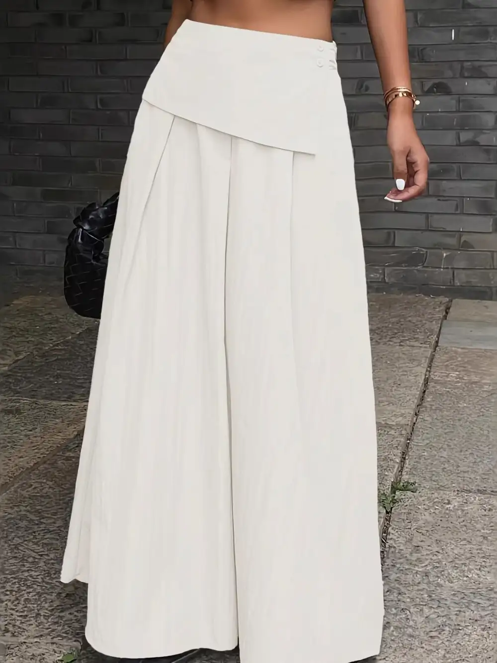 Curve Button Front Skirt