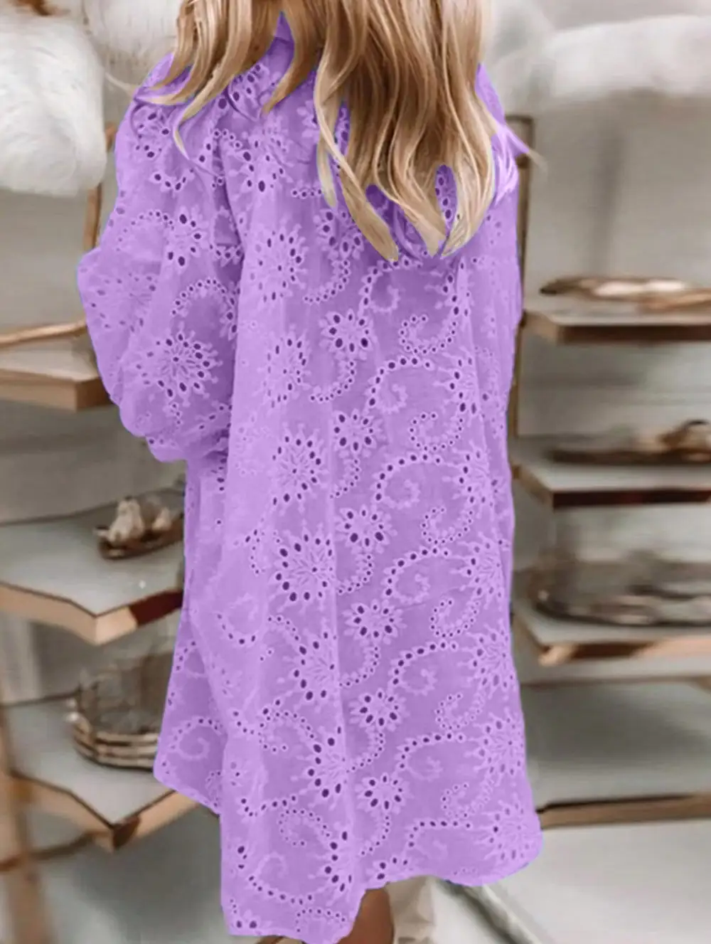 Openwork Flower Button Shirt