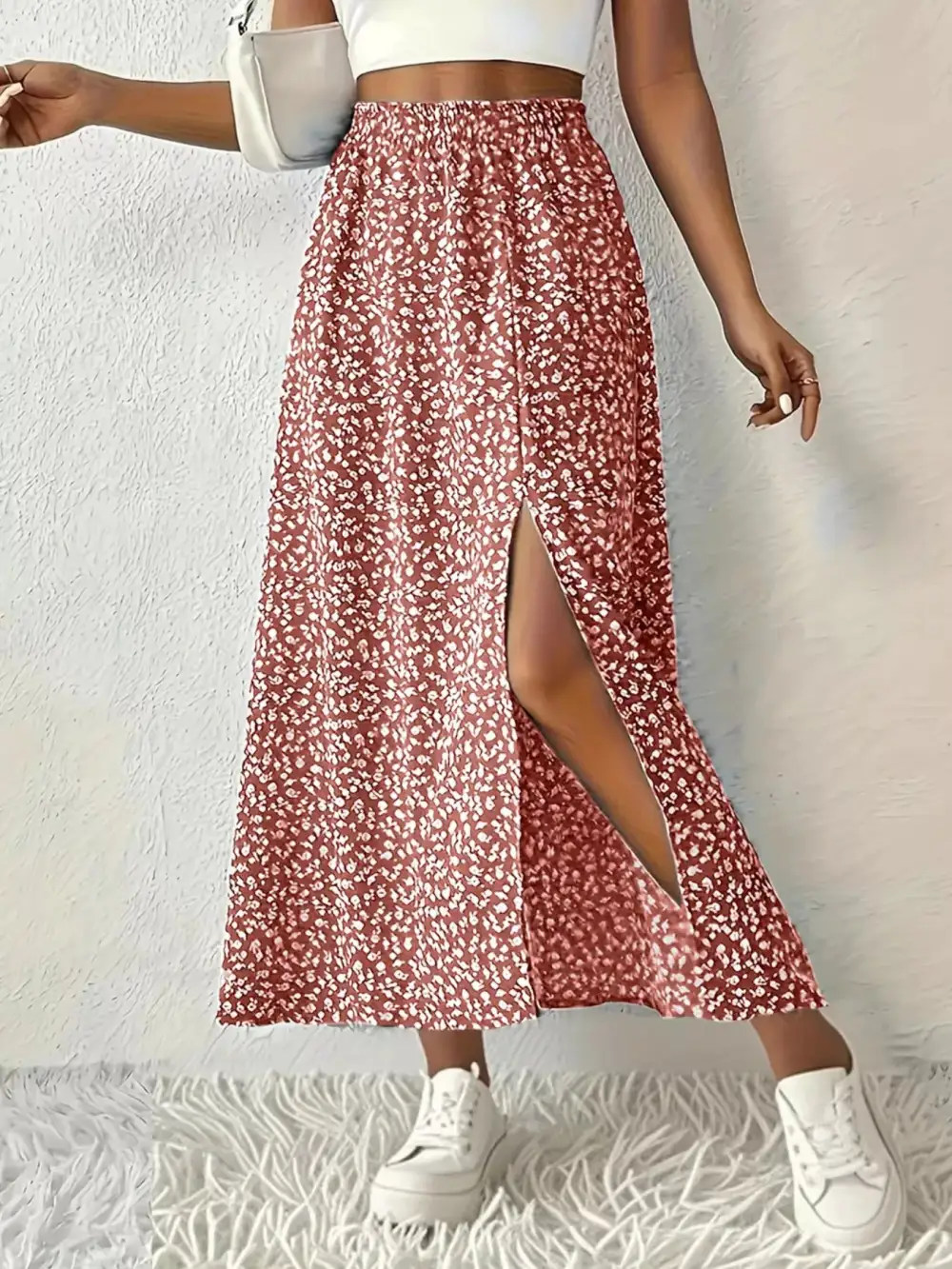 Wearable Printed Slit Detail Skirt