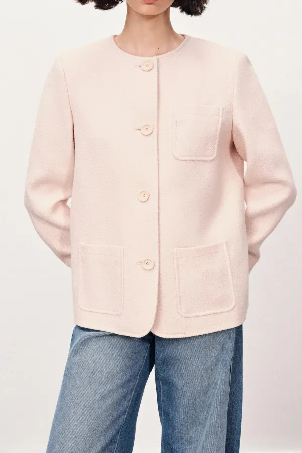 Rounded Collar Multi Yarn Jacket
