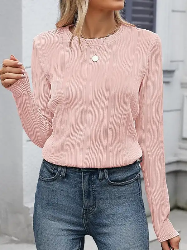 Long Sleeve Relaxed Round Neck Everyday T-Shirt