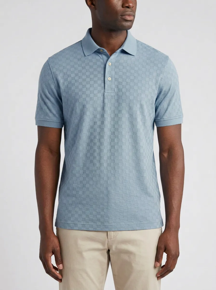 Textured Checkered Men's Polo Shirt
