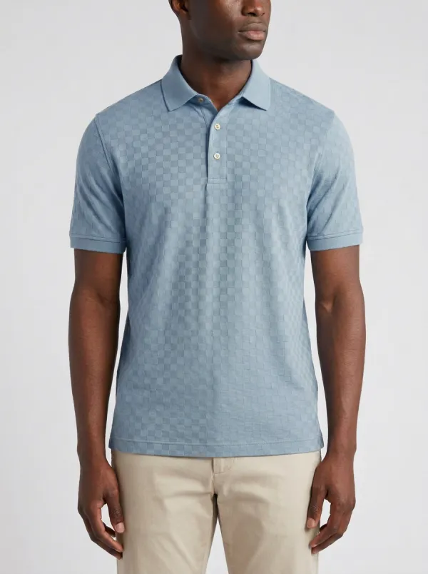 Textured Checkered Men's Polo Shirt
