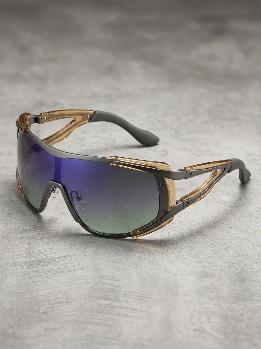Unisex Cyberpunk Futuristic Gradient Lens Sport Sunglasses