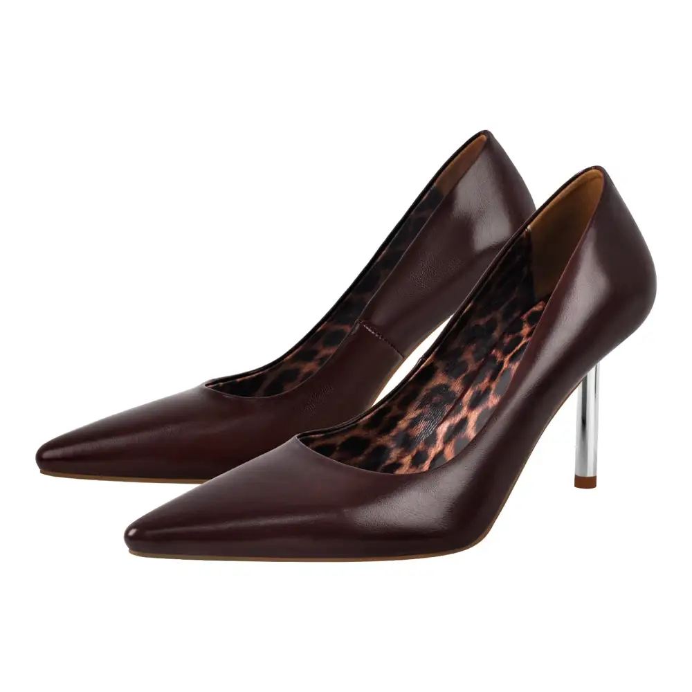 Leopard Pattern Pointed Toe Stiletto Slip On Pumps