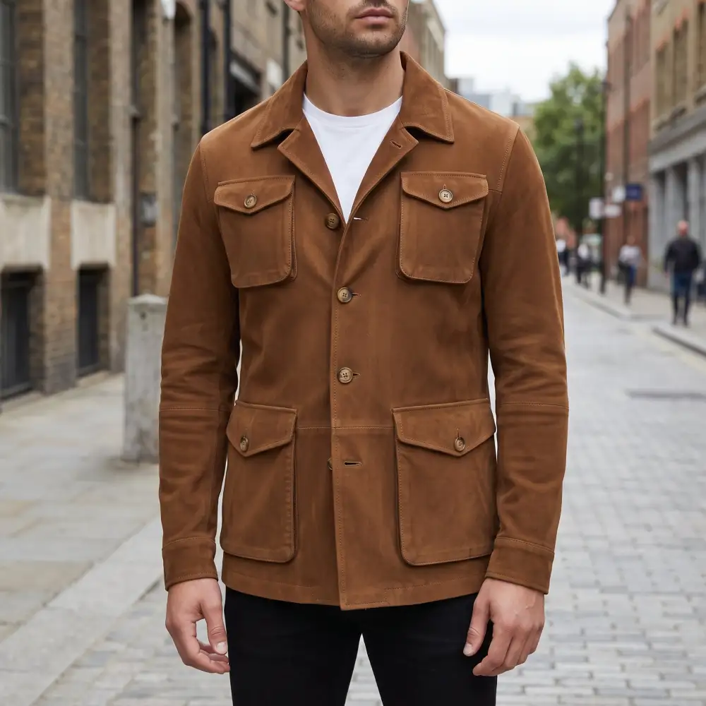 Suede Lapel Collar Jacket