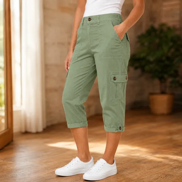 Comfortable Stretch Capri with Pockets Pants